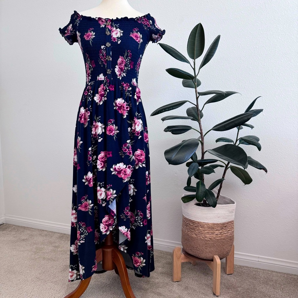 J for JUSTIFY Navy blue Floral wrap maxi dress - S